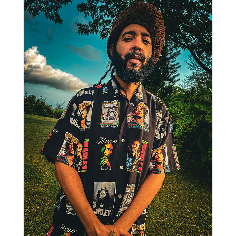 BOB MARLEY ALOHA SHIRTS -BLACK-