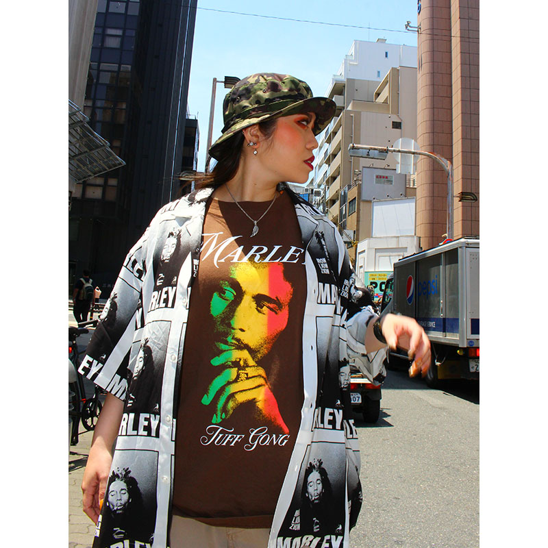 BOB MARLEY ALOHA SHIRTS -WHITE-