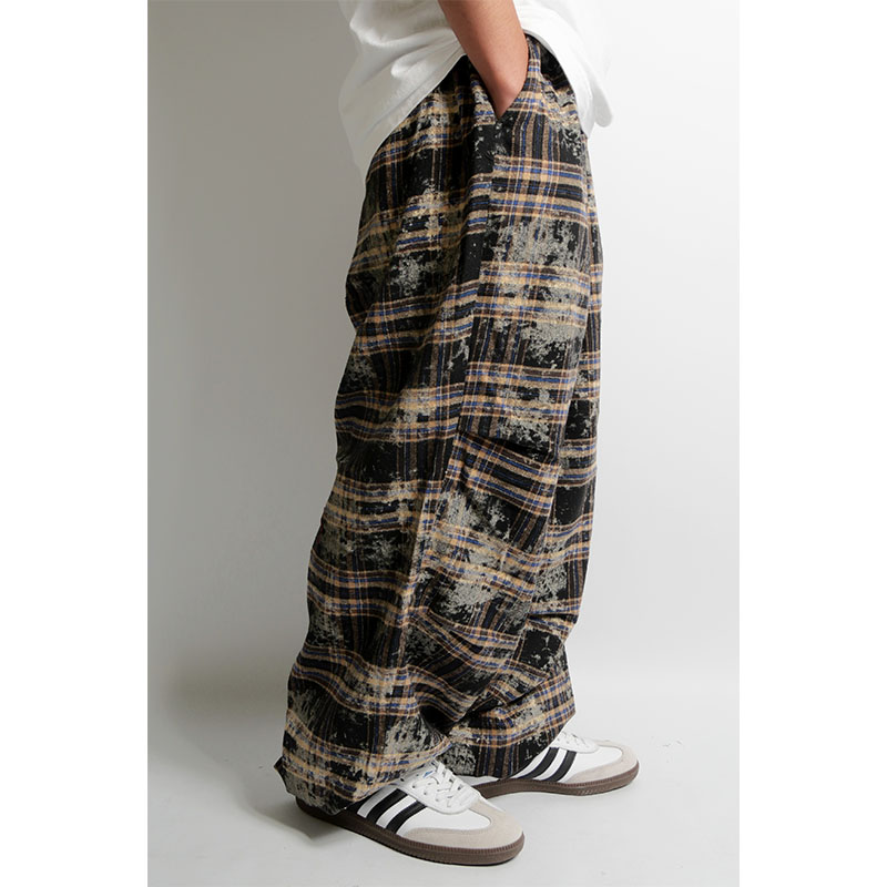 WT CHECK PANTS -BLACK-