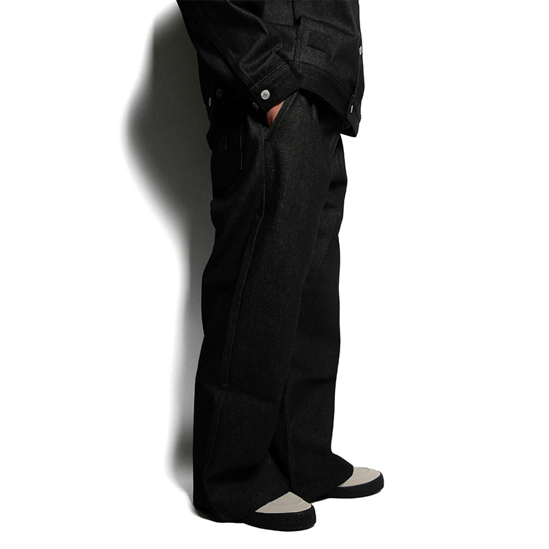 (R)BAGGY DENIM PANTS -BLACK-