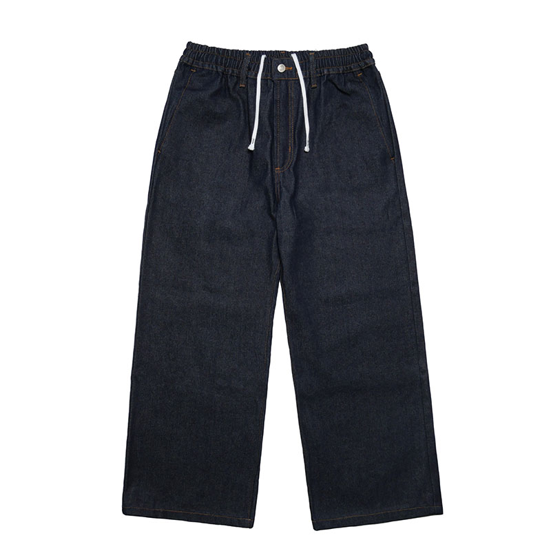 (R)BAGGY DENIM PANTS -NAVY-