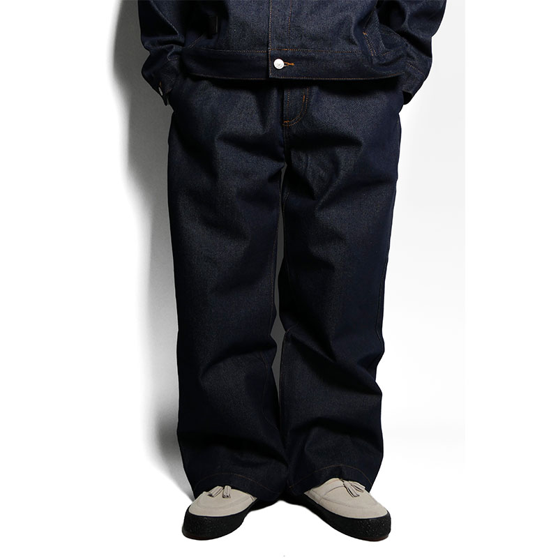 (R)BAGGY DENIM PANTS -NAVY-