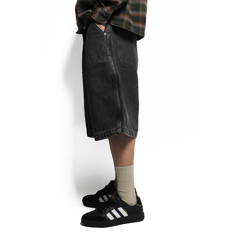 W KNEE BIG DENIM SHORTS -W.BLACK-
