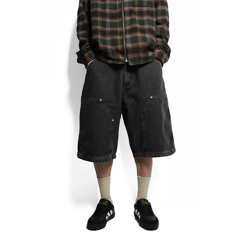 W KNEE BIG DENIM SHORTS -W.BLACK-