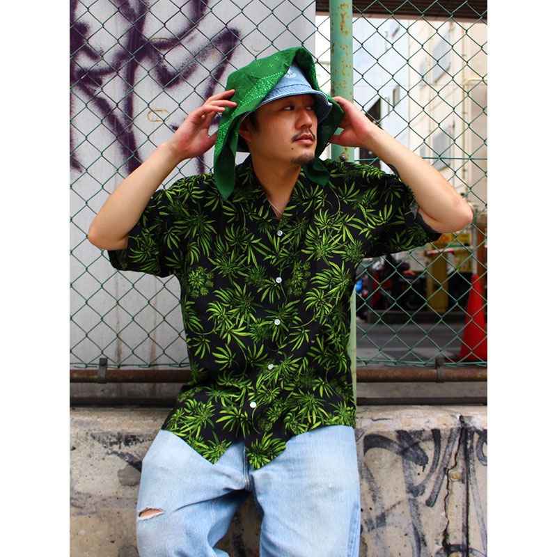 PATTERN ALOHA SHIRT -BLACK-