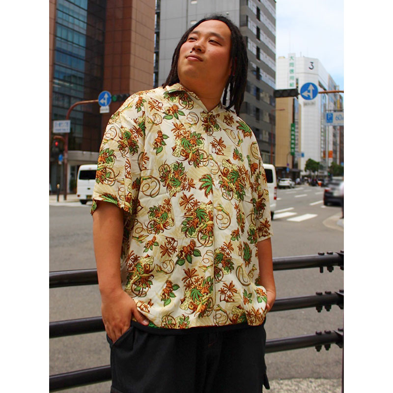 PATTERN ALOHA SHIRT -WHITE-