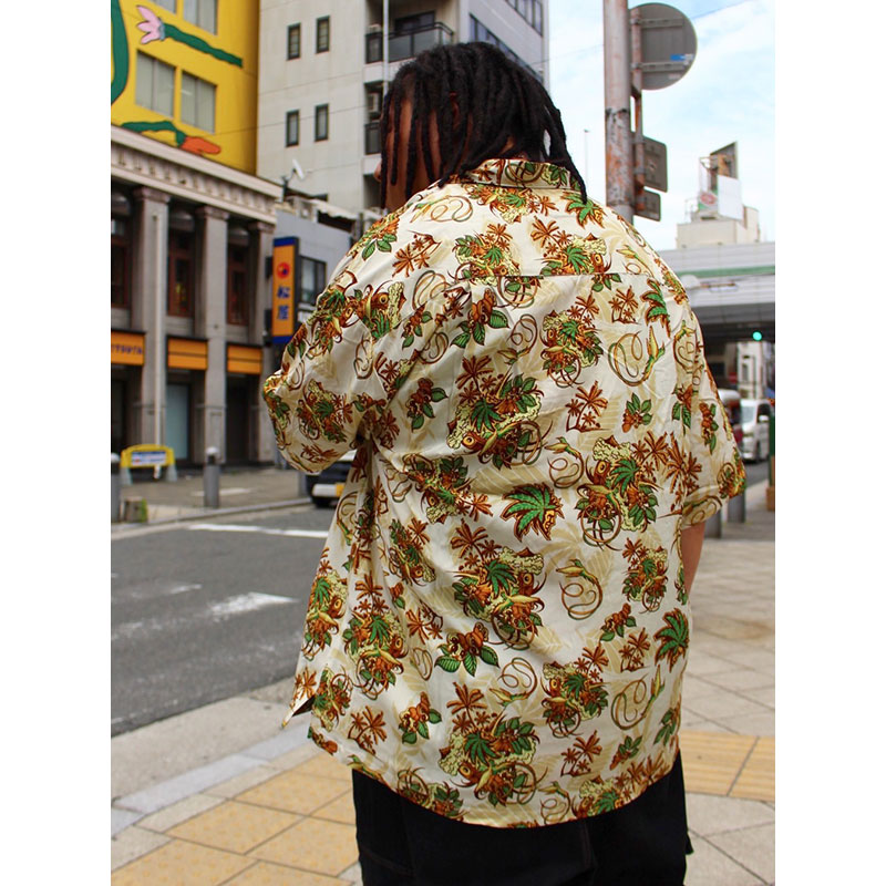 PATTERN ALOHA SHIRT -WHITE-