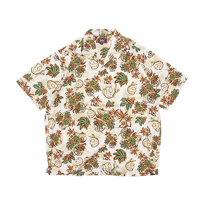 PATTERN ALOHA SHIRT -WHITE-