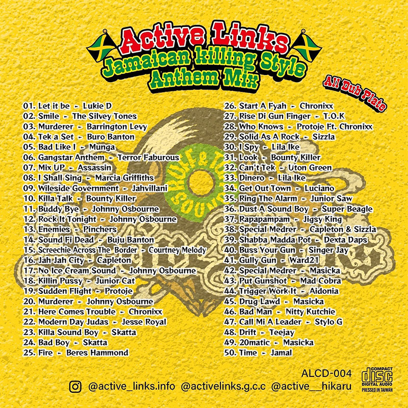 【CD】ALL DUB PLATE JAMAICAN KILLING STYLE ANTHEM MIX -ACTIVE LINKS-