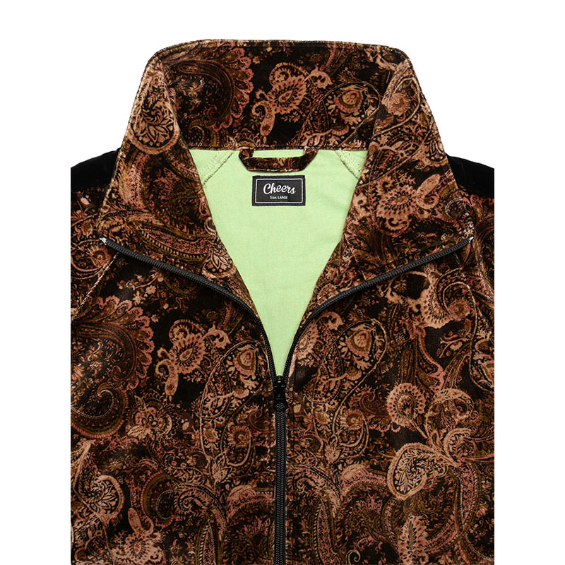 PAISLEY VELOUR TRACK JACKET -BROWN-