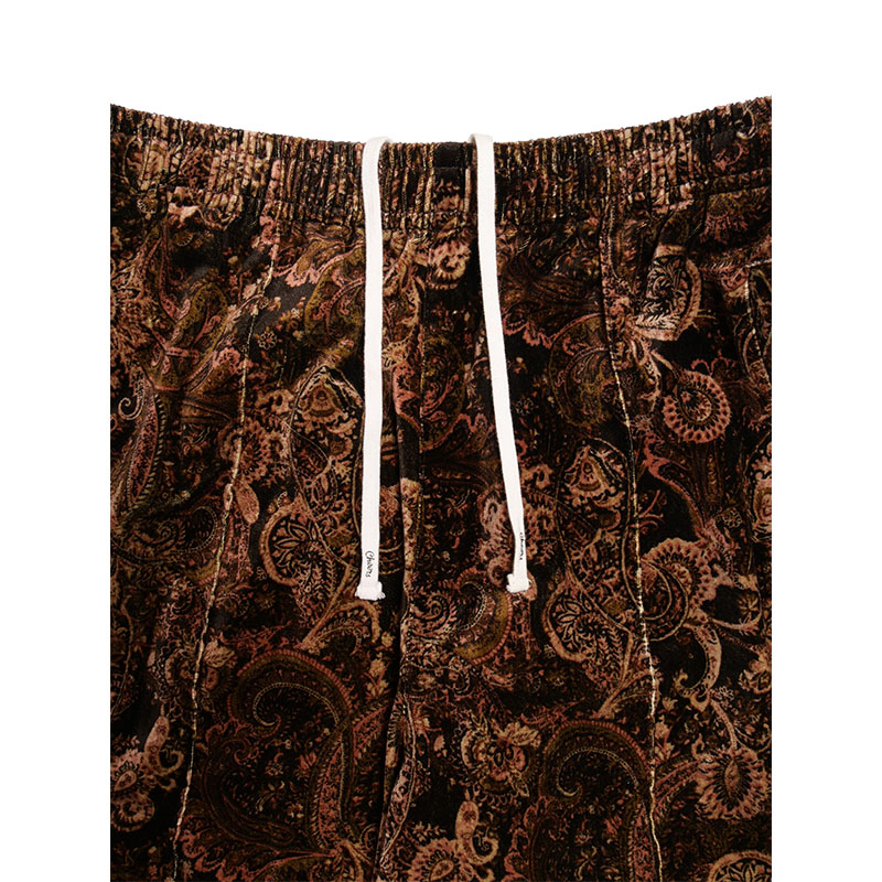 PAISLEY VELOUR TRACK PANTS -BROWN-