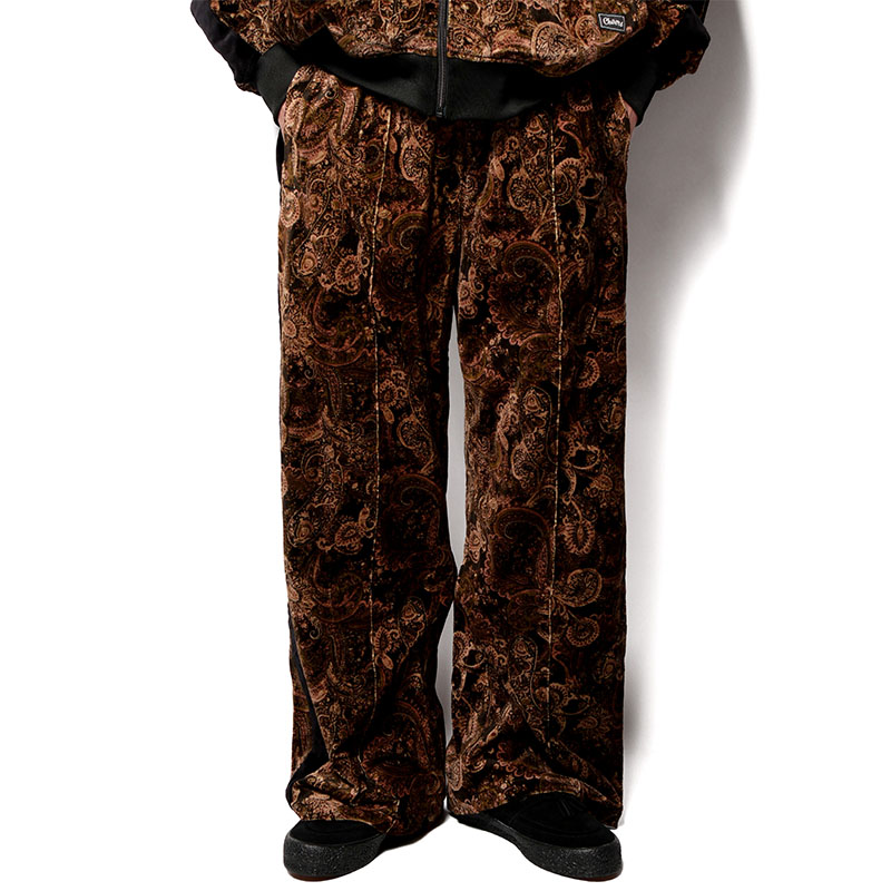 PAISLEY VELOUR TRACK PANTS -BROWN-