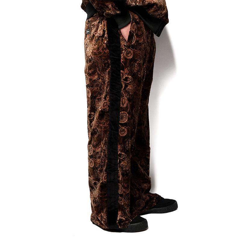 PAISLEY VELOUR TRACK PANTS -BROWN-
