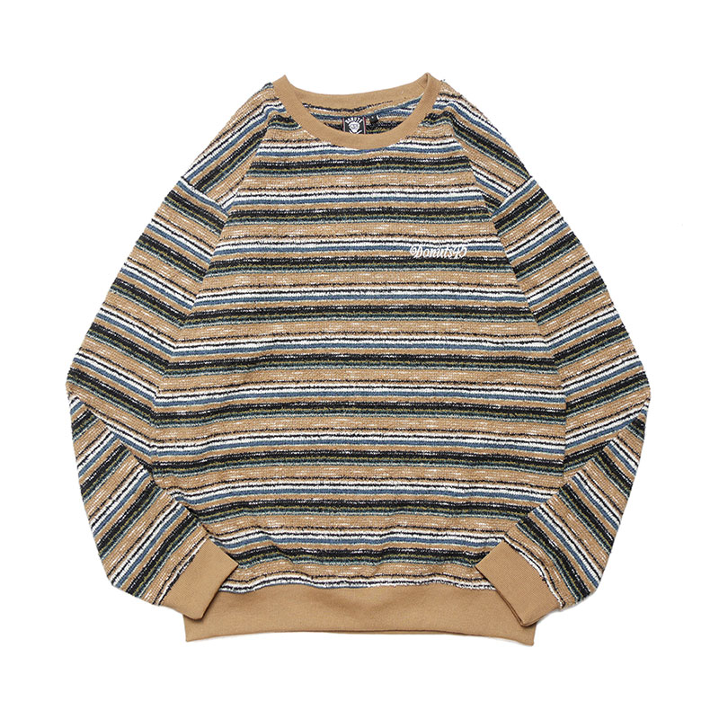 MULTI BORDER SWEATER -BEIGE-