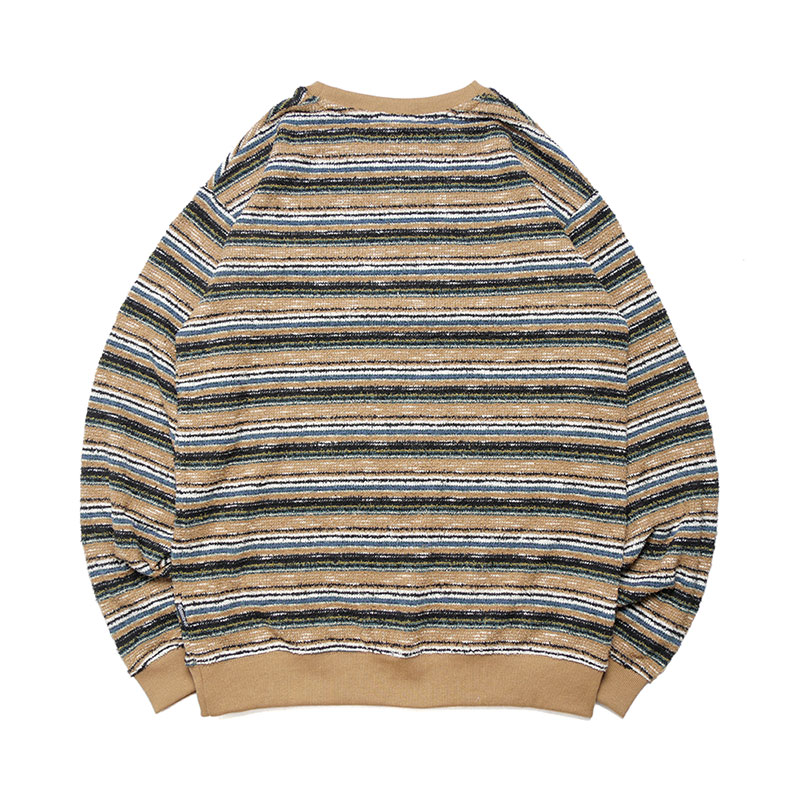 MULTI BORDER SWEATER -BEIGE-