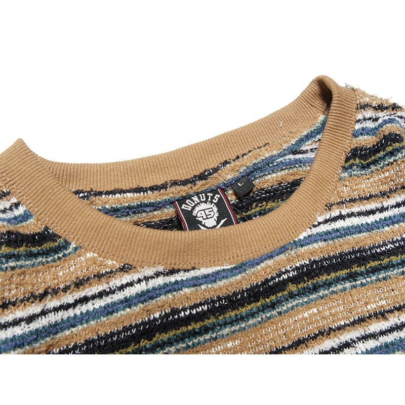 MULTI BORDER SWEATER -BEIGE-