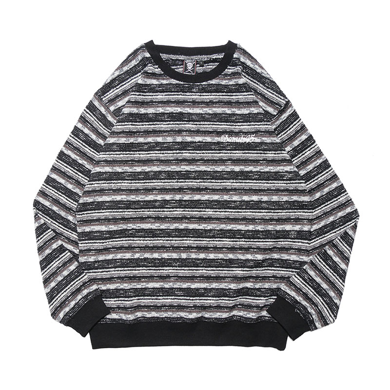 MULTI BORDER SWEATER -BLACK-