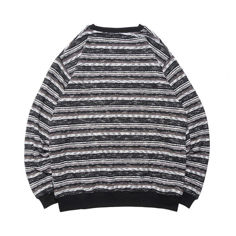 MULTI BORDER SWEATER -BLACK-