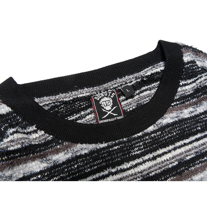 MULTI BORDER SWEATER -BLACK-
