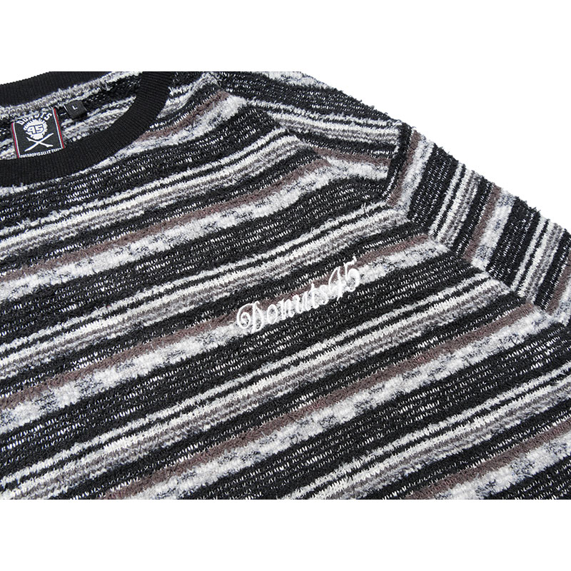 MULTI BORDER SWEATER -BLACK-
