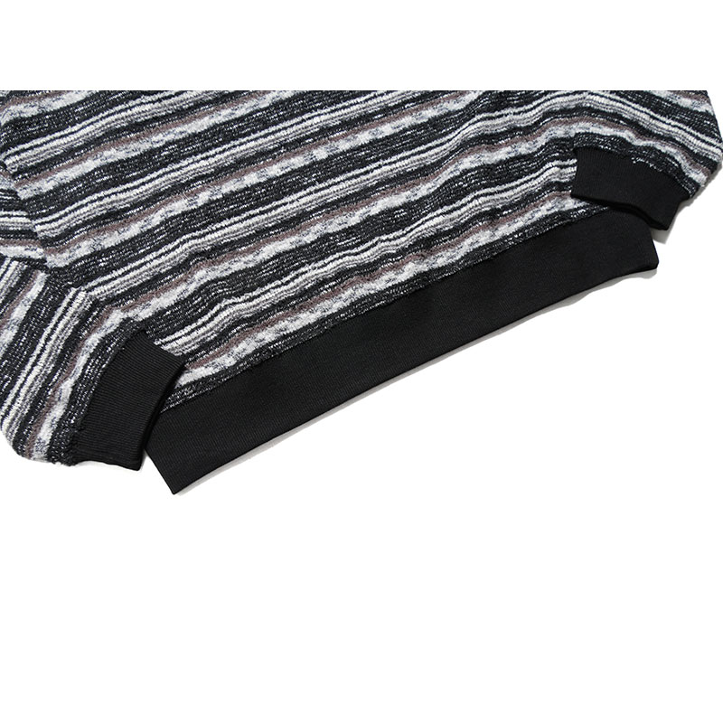 MULTI BORDER SWEATER -BLACK-