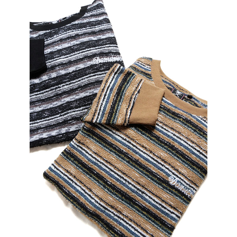 MULTI BORDER SWEATER -BLACK-