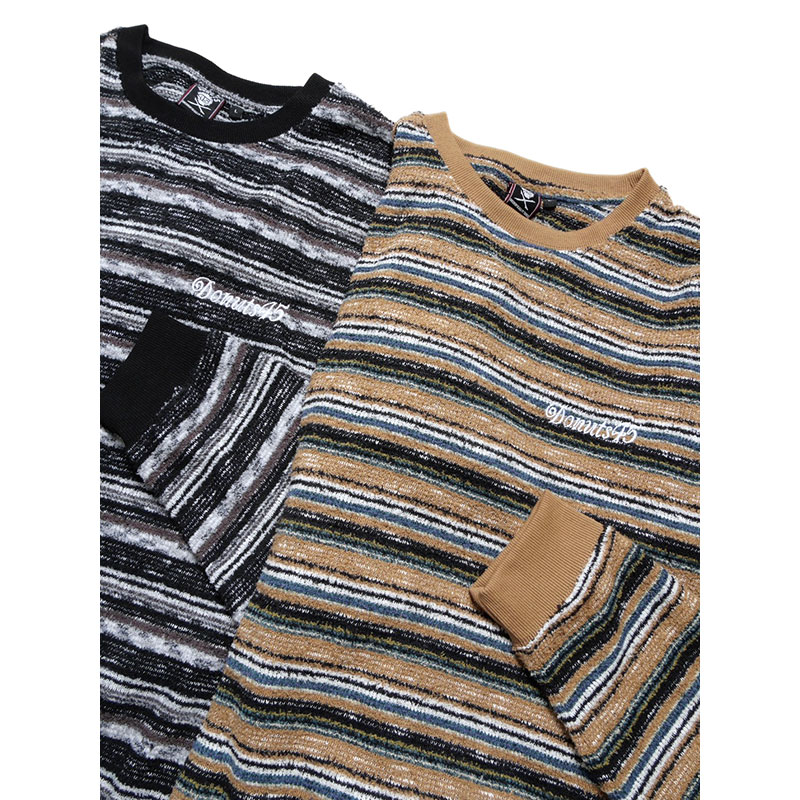MULTI BORDER SWEATER -BLACK-