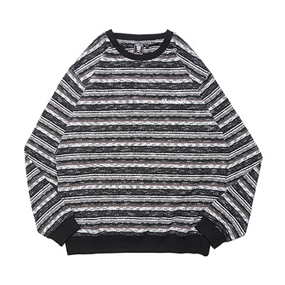 MULTI BORDER SWEATER -BLACK-