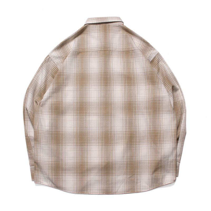 CANNABIS PLAID LS SHIRTS -BEIGE-