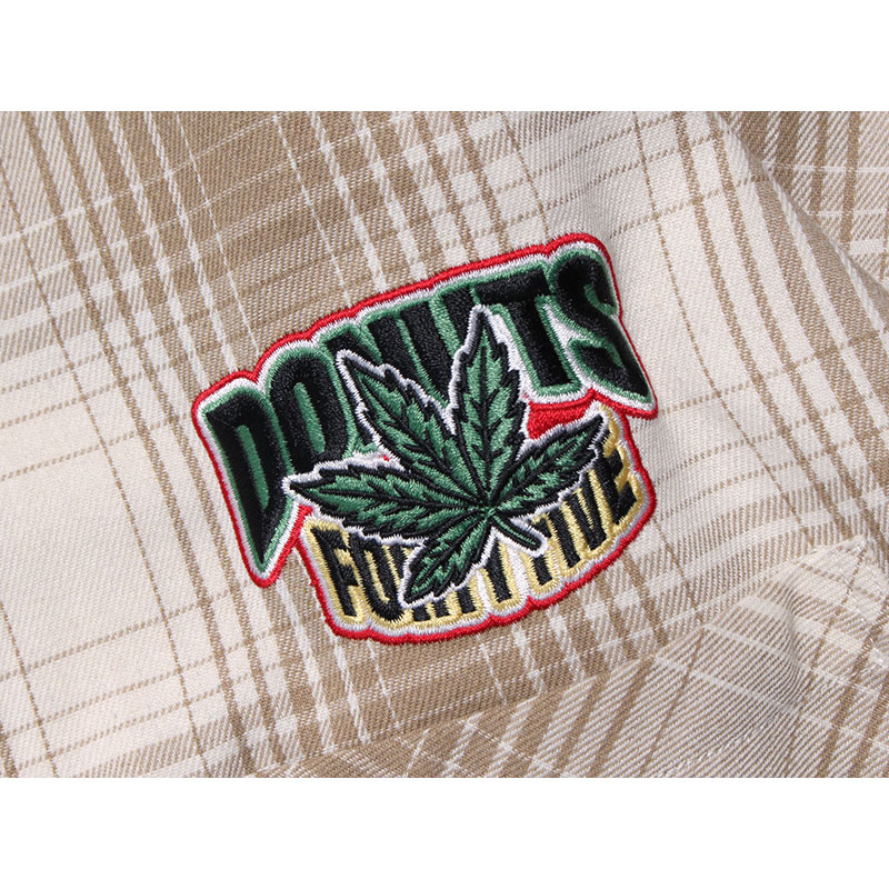 CANNABIS PLAID LS SHIRTS -BEIGE-