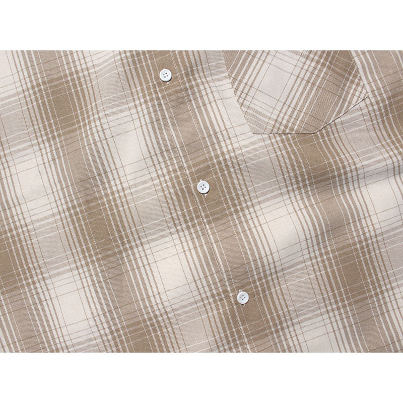 CANNABIS PLAID LS SHIRTS -BEIGE-