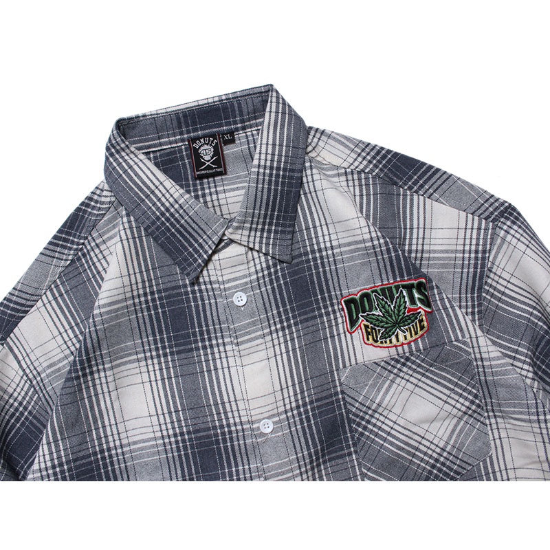 CANNABIS PLAID LS SHIRTS -NAVY-