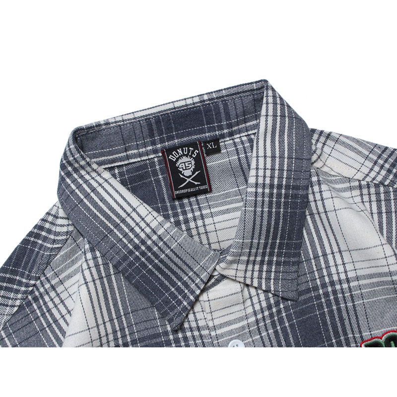 CANNABIS PLAID LS SHIRTS -NAVY-