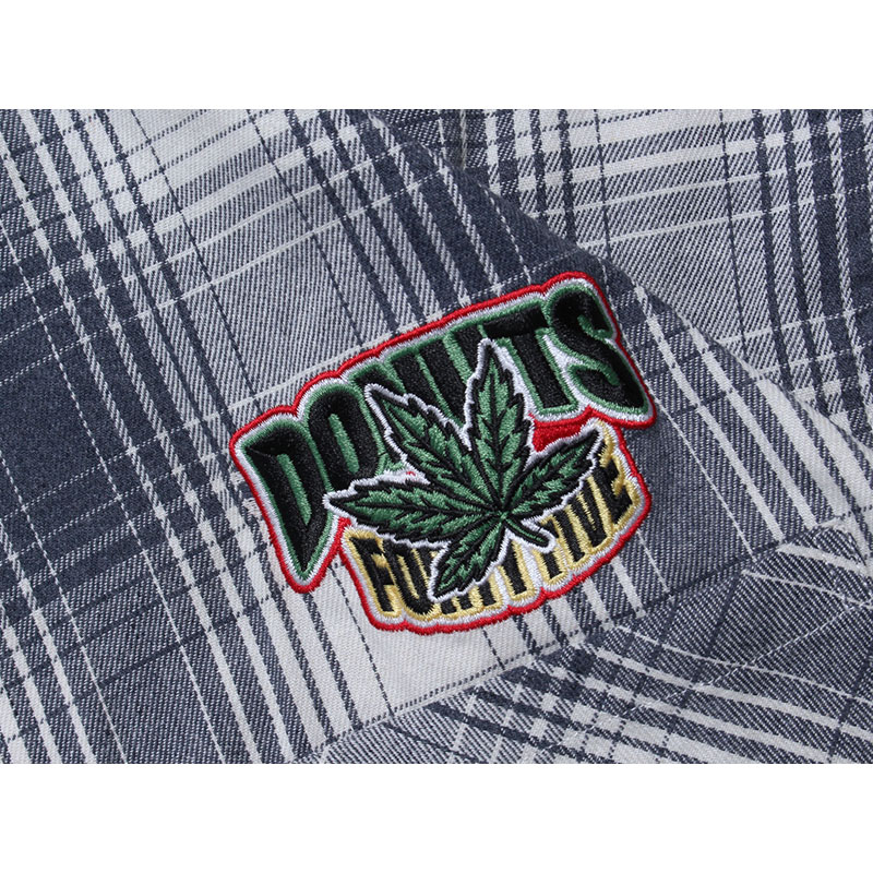CANNABIS PLAID LS SHIRTS -NAVY-