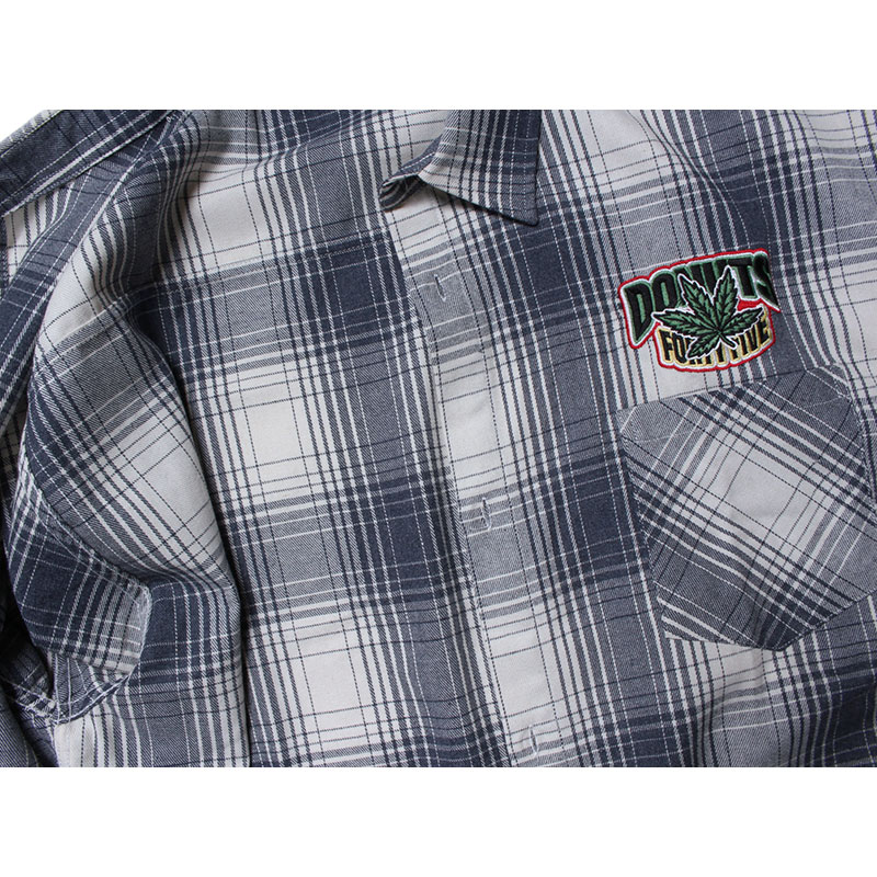 CANNABIS PLAID LS SHIRTS -NAVY-