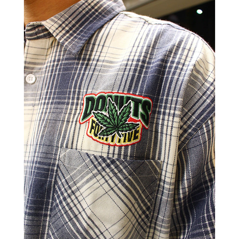 CANNABIS PLAID LS SHIRTS -NAVY-