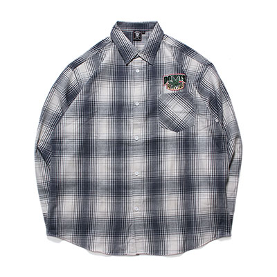 CANNABIS PLAID LS SHIRTS -NAVY-