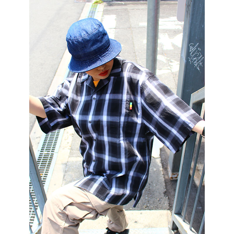 PLAID OPEN COLLAR SHIRT