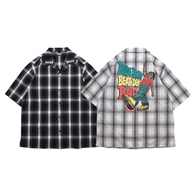 PLAID OPEN COLLAR SHIRT