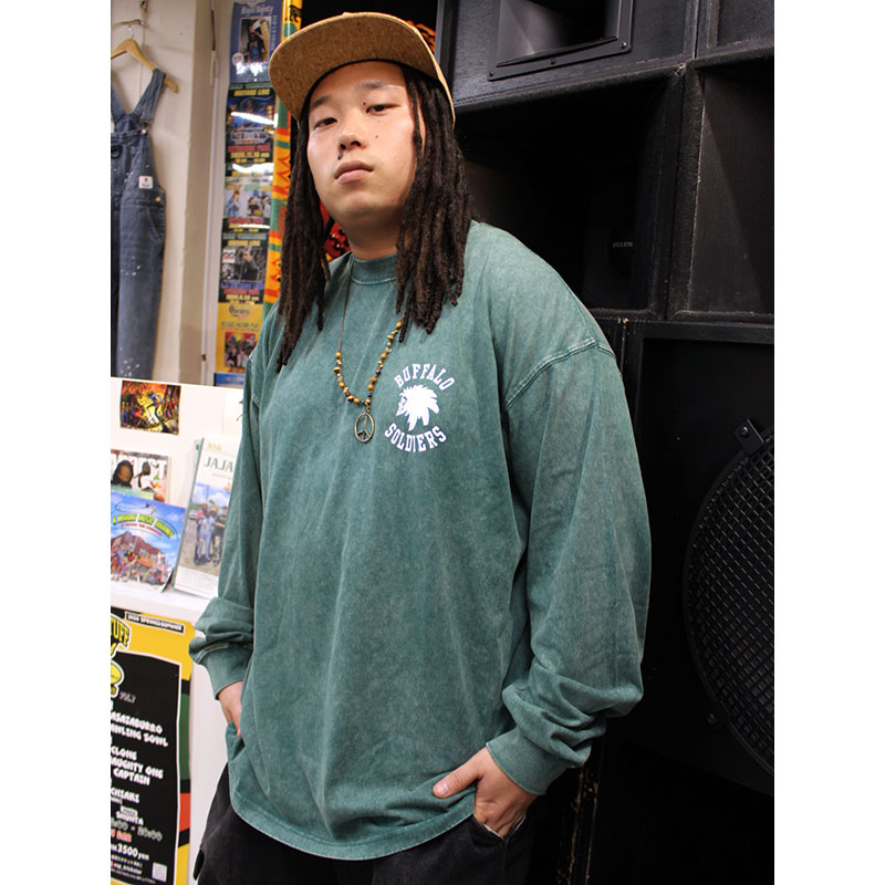 BS PIGMENT L/S T-SHIRT -GREEN-