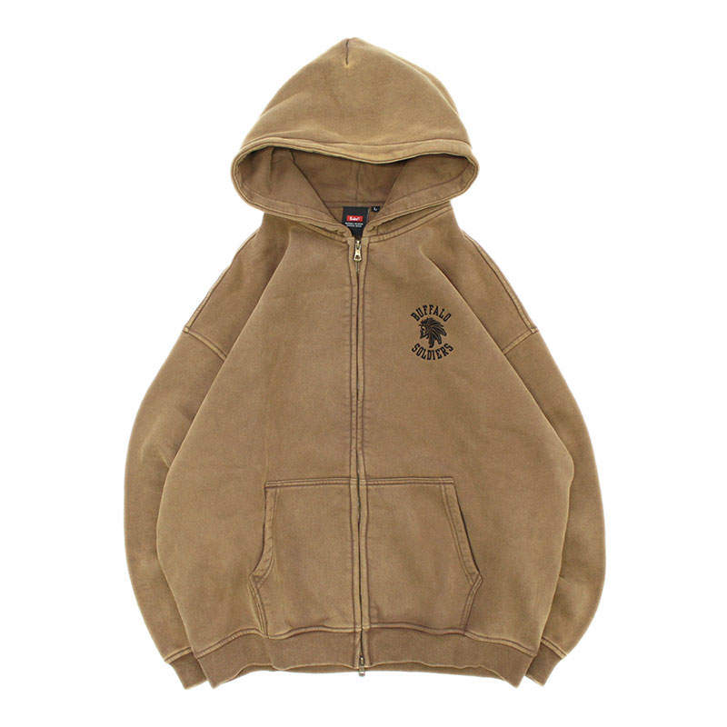BS PIGMENT ZIP HOODIE -BEIGE-