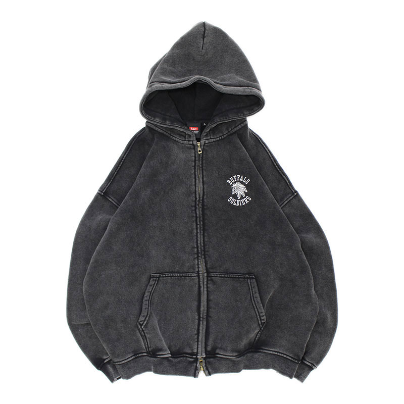 BS PIGMENT ZIP HOODIE -BLACK-