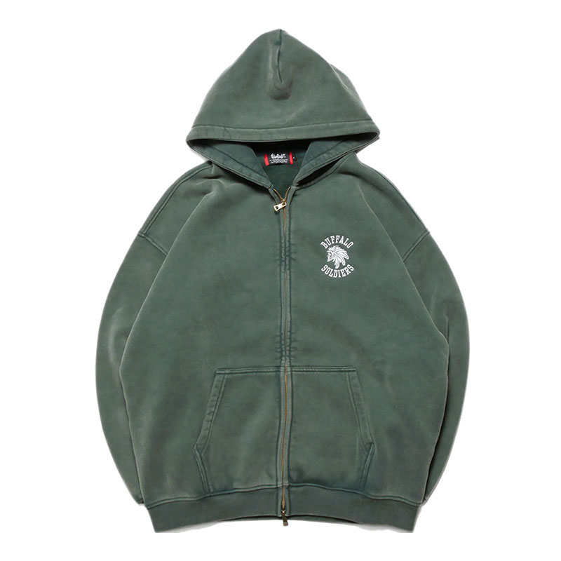 BS PIGMENT ZIP HOODIE -GREEN-