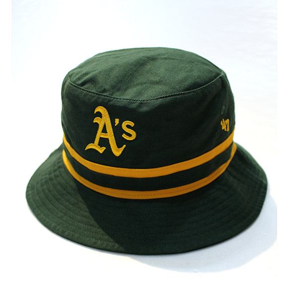 ATHLETICS '47 STRIPED BUCKET HAT -DARK GREEN-