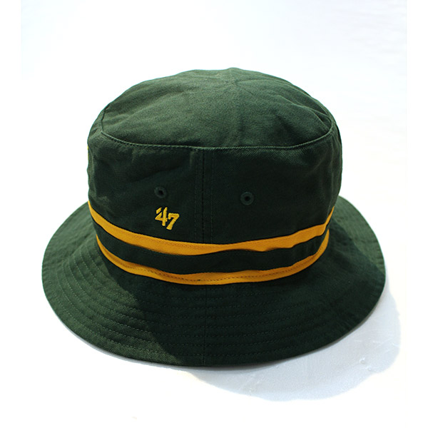 ATHLETICS '47 STRIPED BUCKET HAT -DARK GREEN-