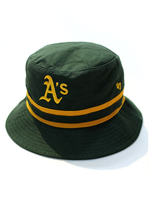 ATHLETICS '47 STRIPED BUCKET HAT -DARK GREEN-
