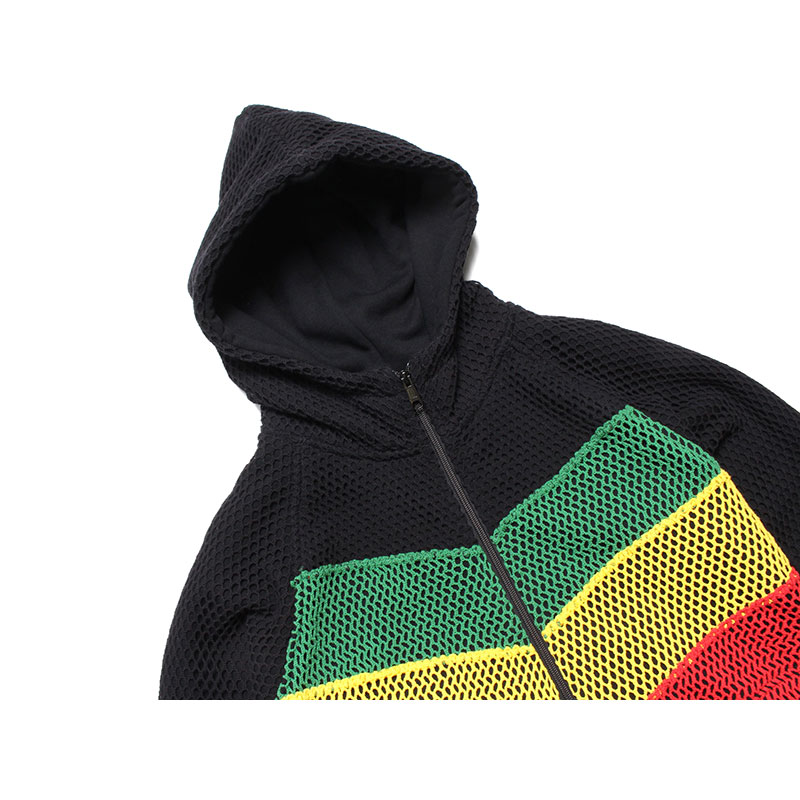 MARINA×SWEAT ZIP PARKA RASTA DIAG STRIPE