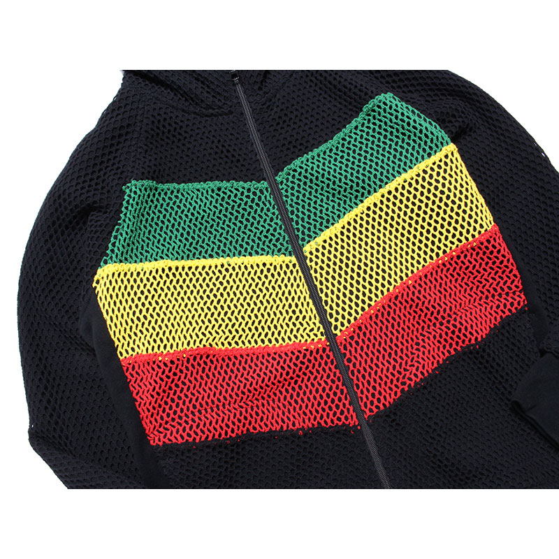 MARINA×SWEAT ZIP PARKA RASTA DIAG STRIPE