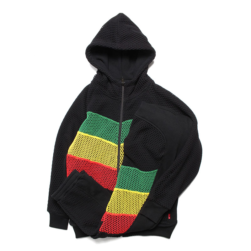 MARINA×SWEAT ZIP PARKA RASTA DIAG STRIPE
