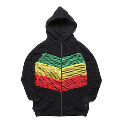 MARINA×SWEAT ZIP PARKA RASTA DIAG STRIPE